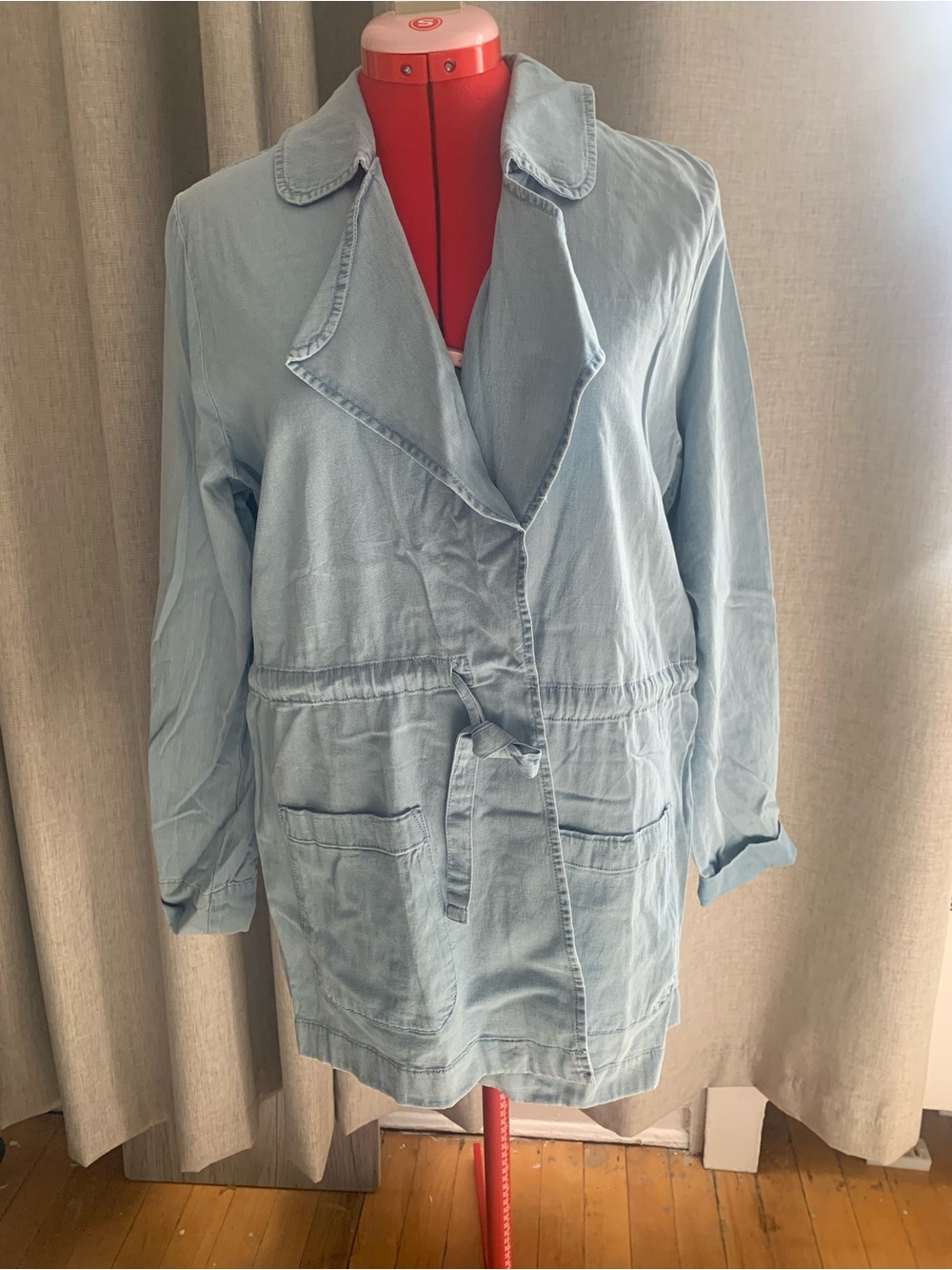 Light Blue Women's Belted Jacket